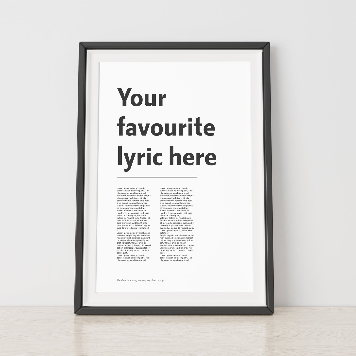 Custom Favourite Lyric Print , Song Gift, Wedding, Anniversary, Special Occasion,  Wall Art, Personalised Quality Print